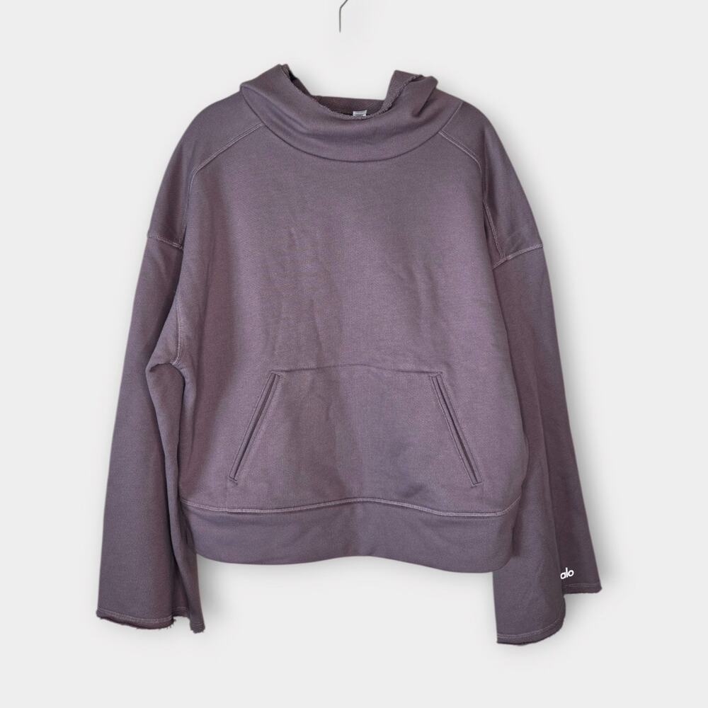 Alo Yoga Low Key Hoodie Purple Mauve Flare Sleeve Women's XS